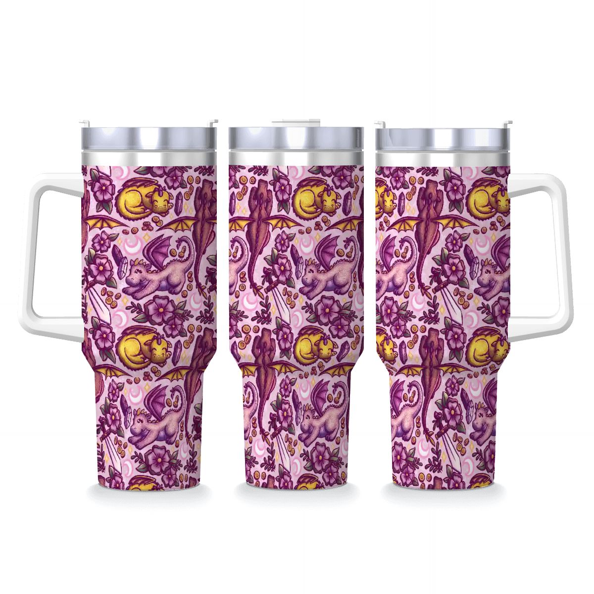 Dragons and swords bookish romantasy fantasy 40oz travel mug