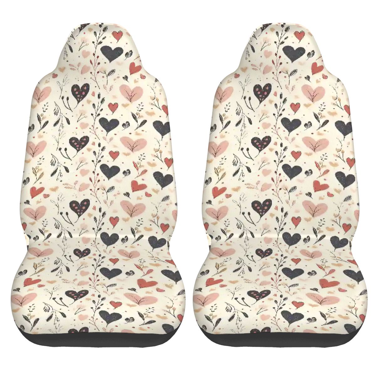 Vintage hearts Car Front Seat Covers