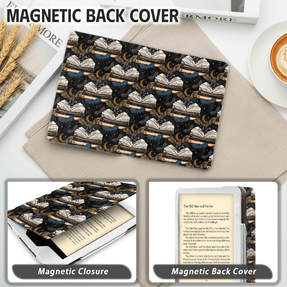 Book dragons at night booish vegan PU cover for Kindle paperwhite 11th and 12th generation