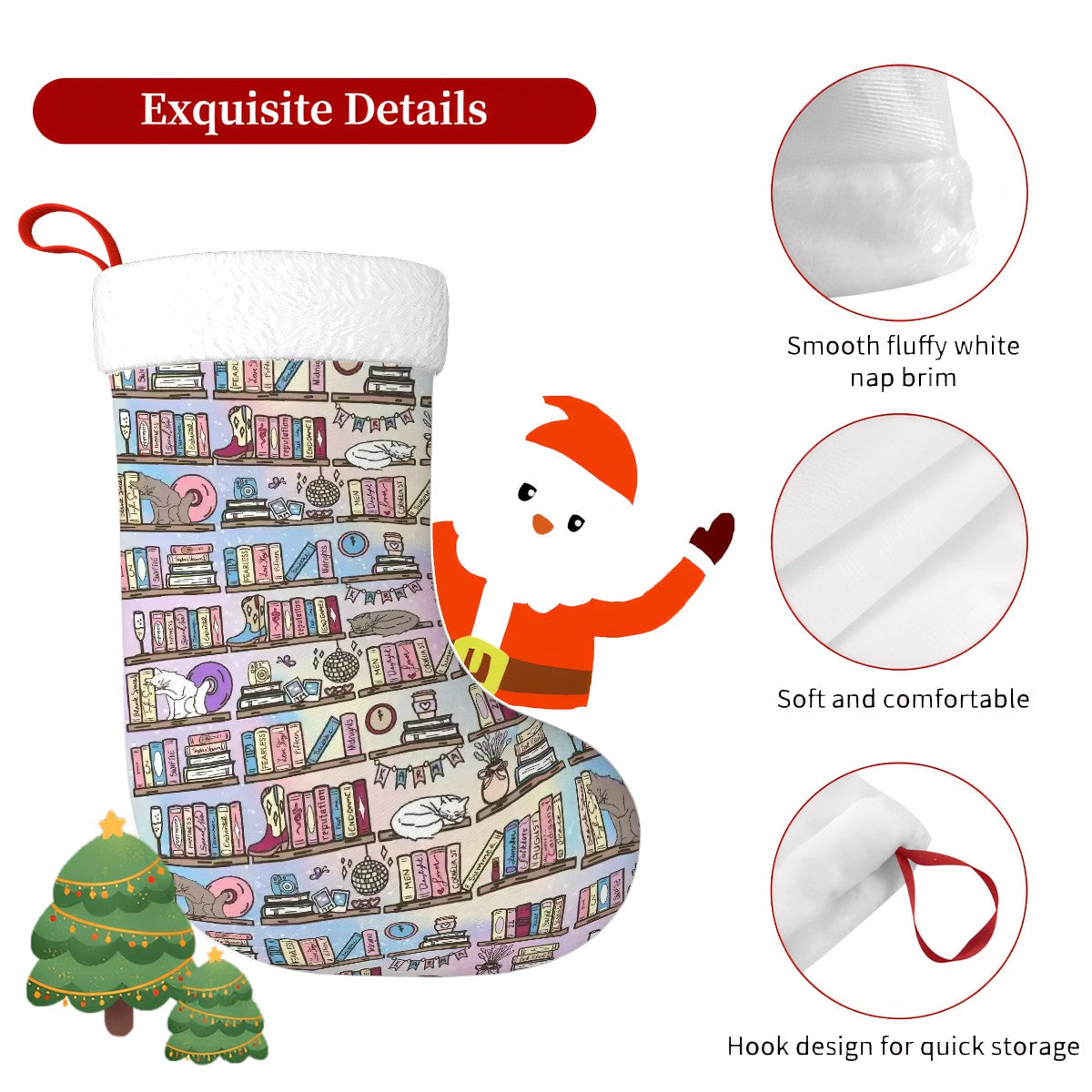 Taylors book shelf bookish christmas stocking