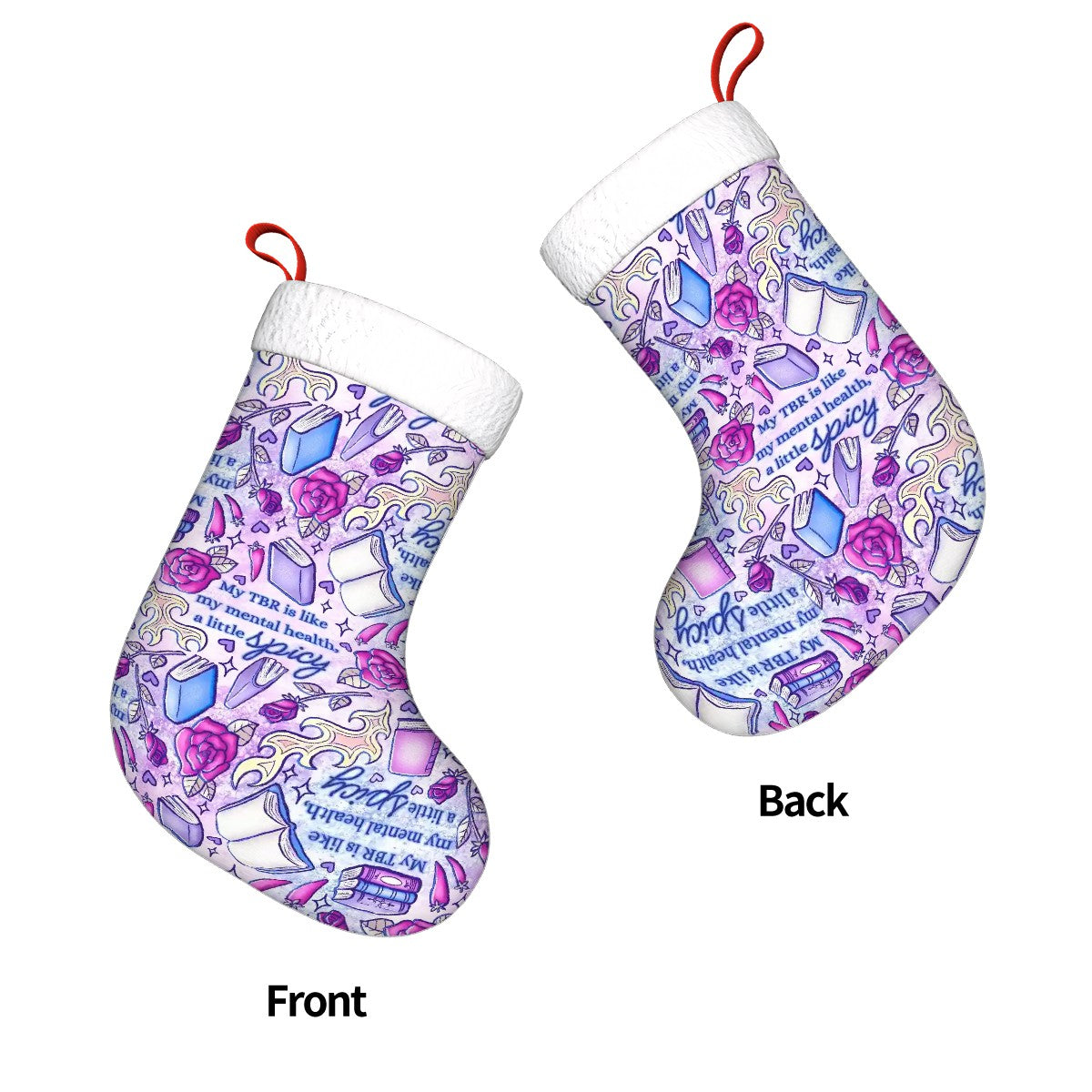 My TBR is like my mental health- spicy!! Smutty book reader Plush Christmas Stockings