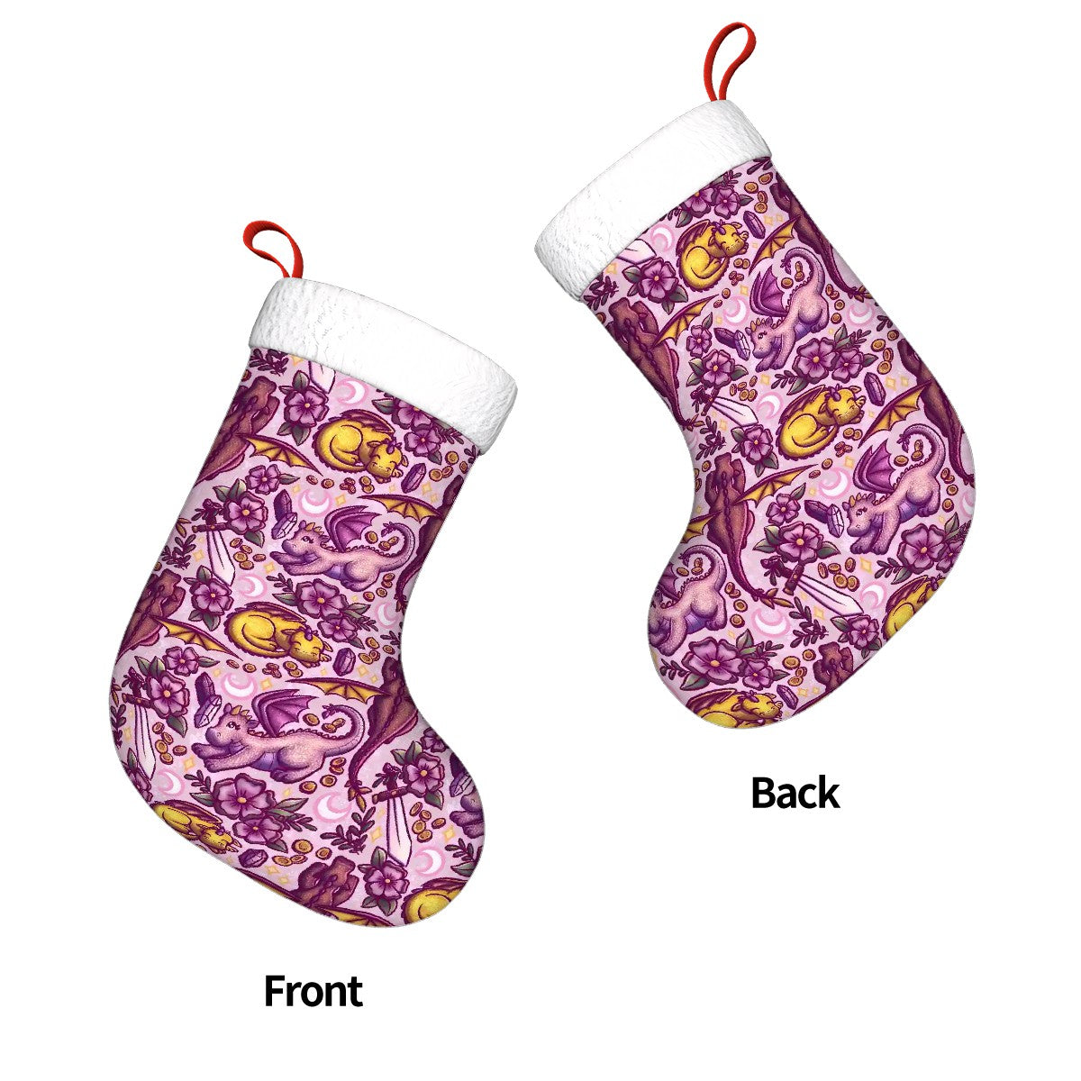 Dragons and swords plush bookish christmas stocking