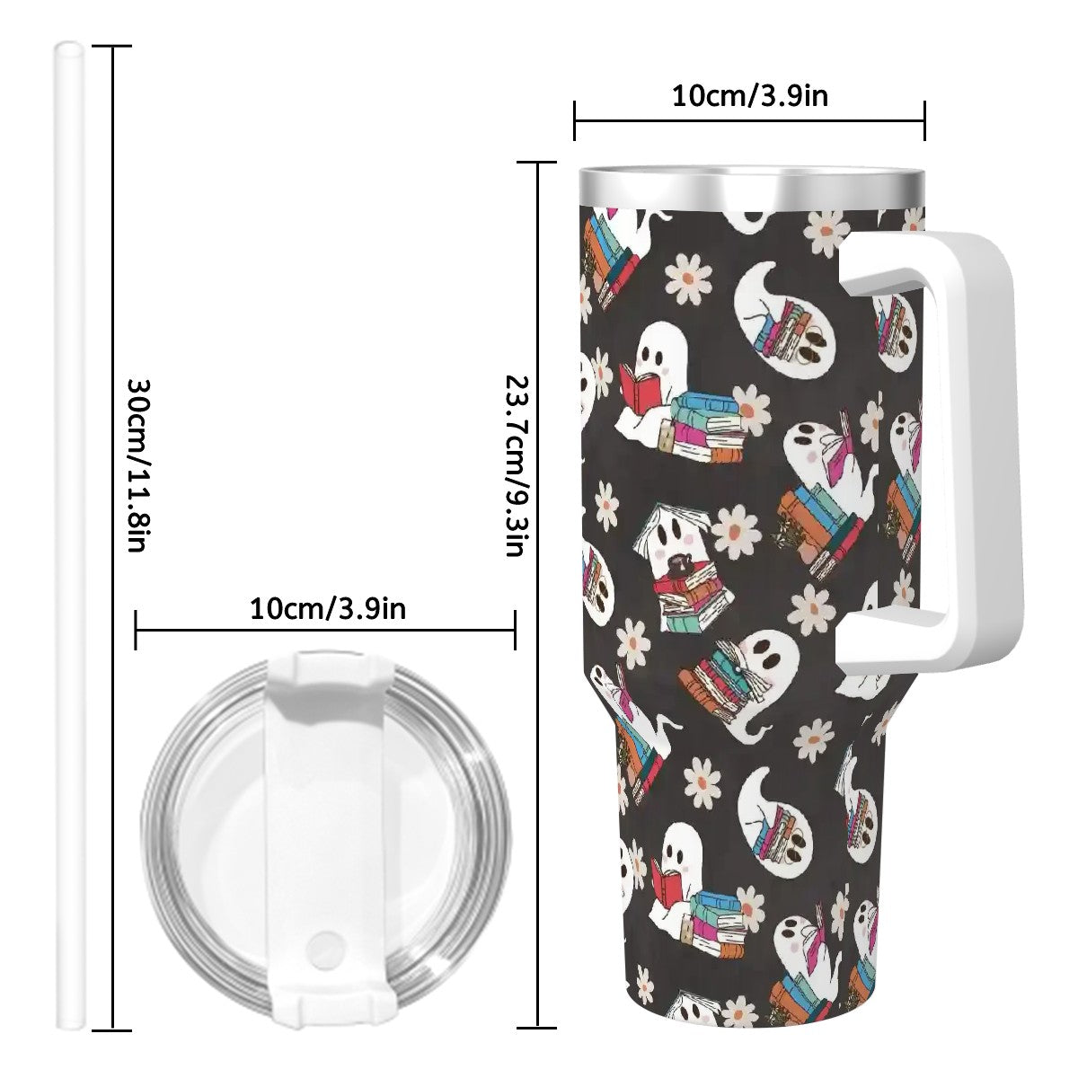 Booooks bookish ghosts 40oz travel mug