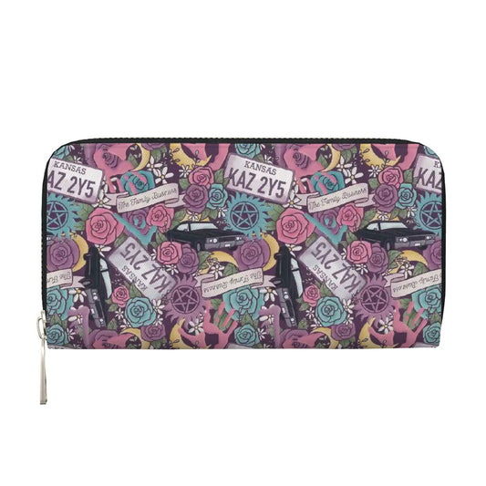 Floral supernatural kansas vegan leather wallet purse