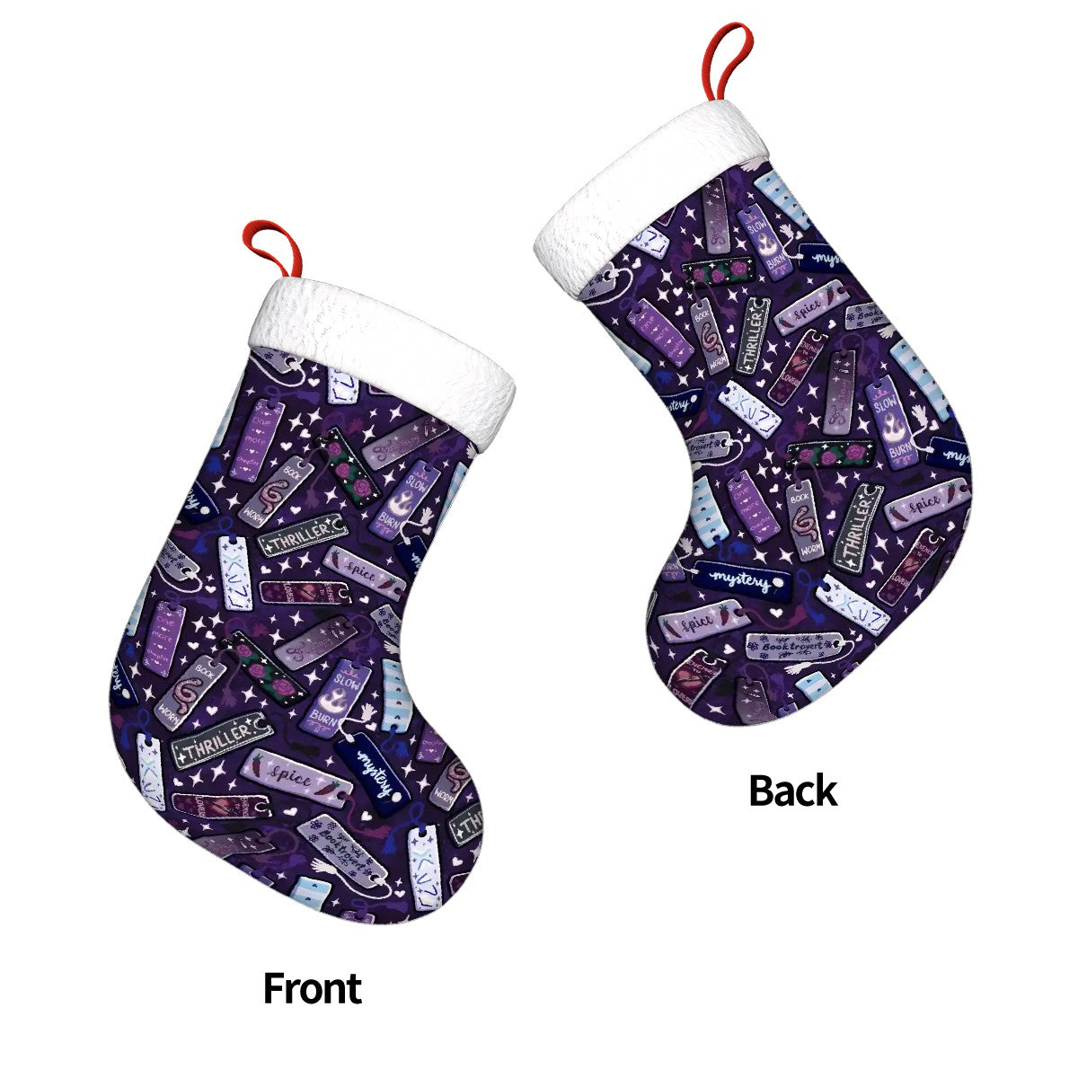Book marks genres and tropes bookish Plush Christmas Stockings