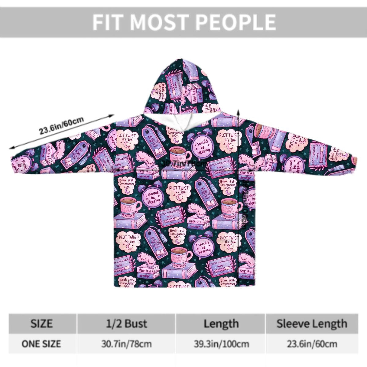 3am reading club teal bookish blanket hoodie