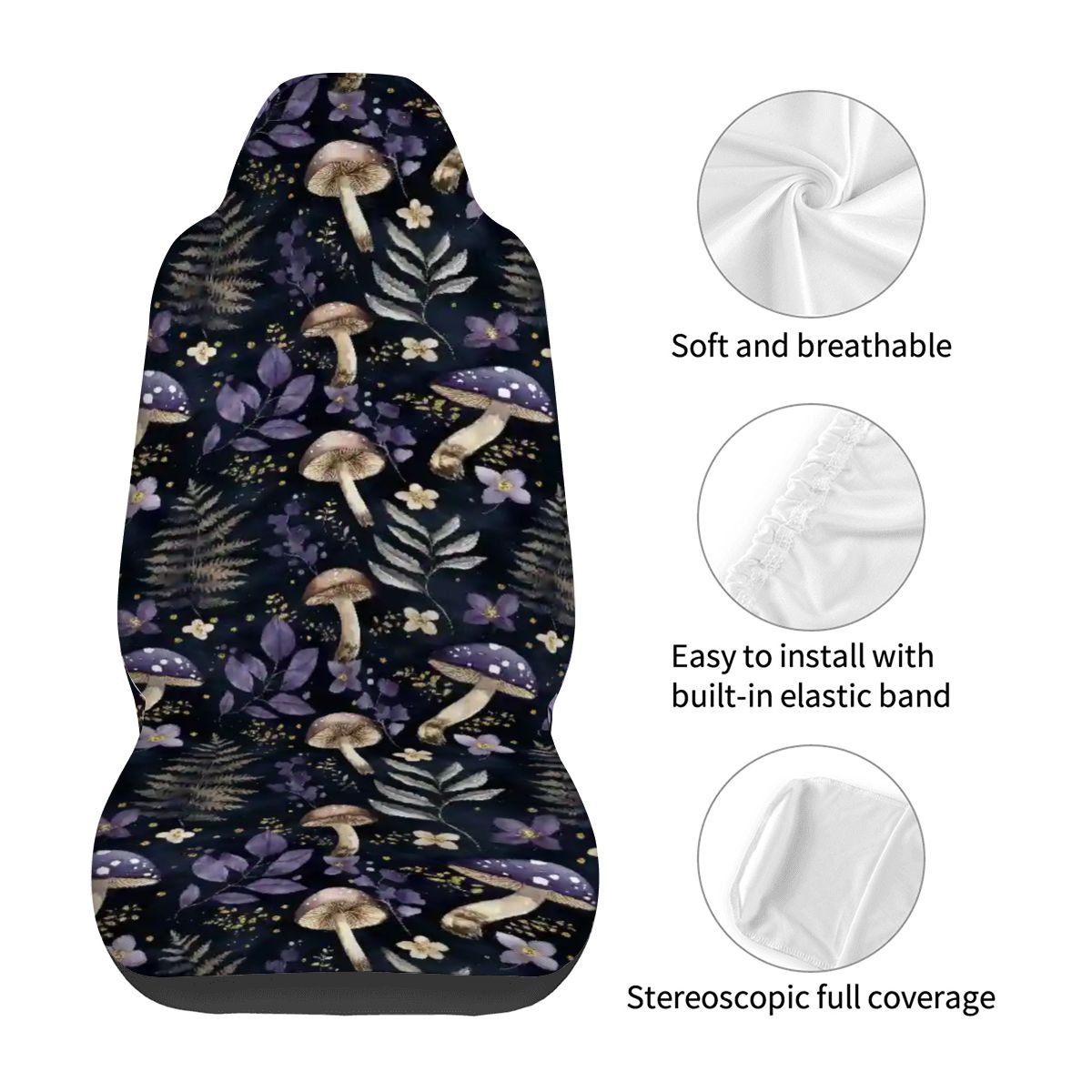 Dark mushrooms cottagecore naturecore Car Front Seat Covers