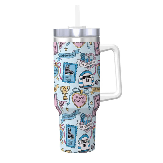Hockey romance stamps booking 40oz travel mug