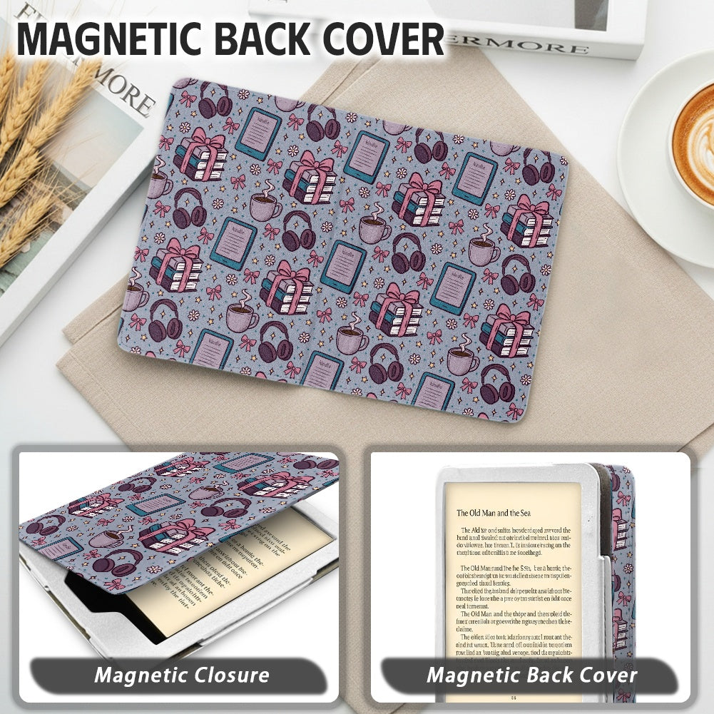 Reading time vegan leather bookish PU cover for Kindle paperwhite 11th 12th gen