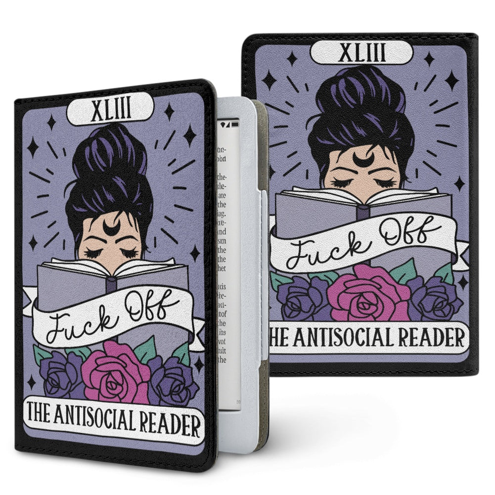 The antisocial sweary reader bookish vegan leather PU cover for Kindle paperwhite 11th 12th gen