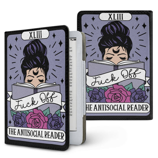 The antisocial sweary reader bookish vegan leather PU cover for Kindle paperwhite 11th 12th gen