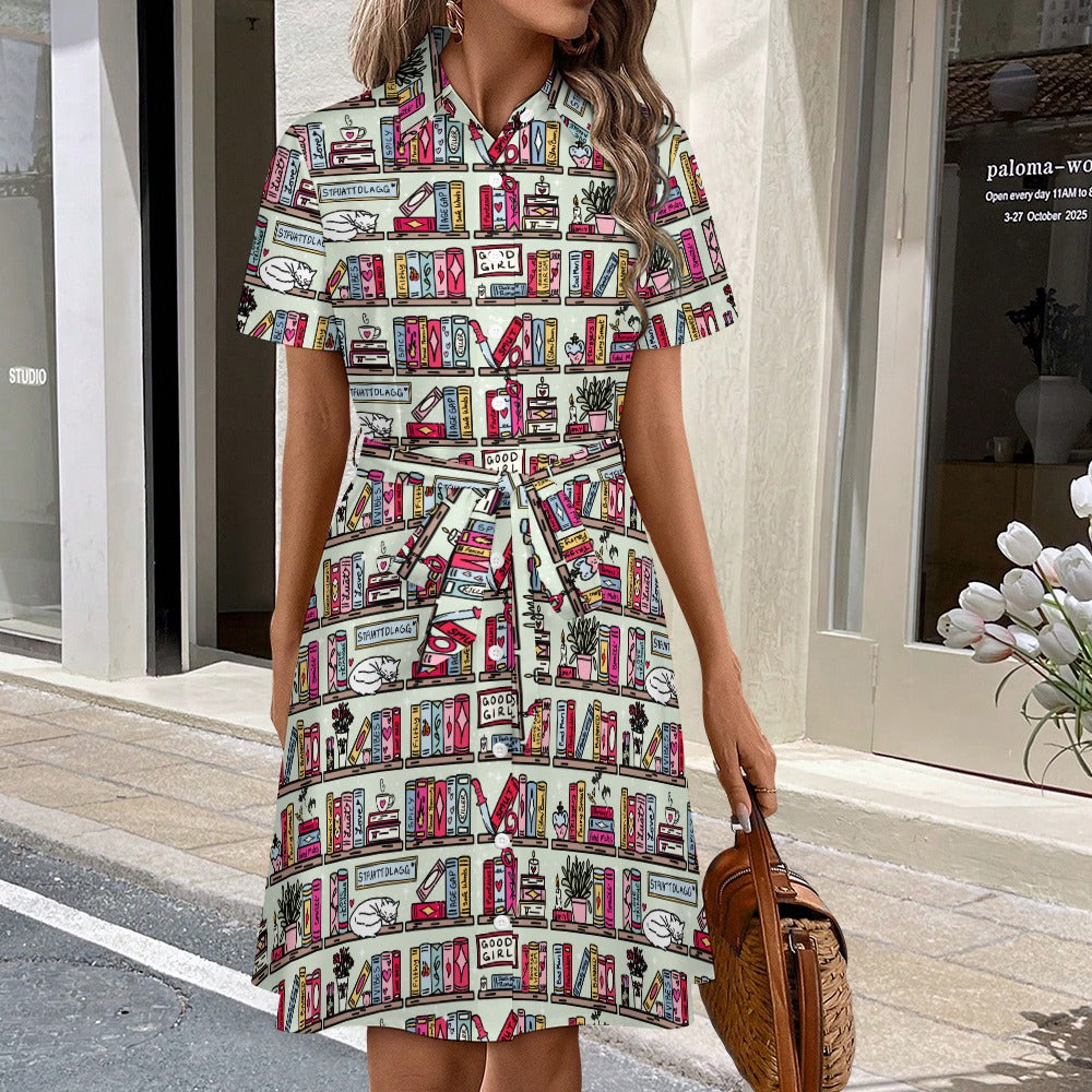 Smutty bookshelf bookish shirt dress