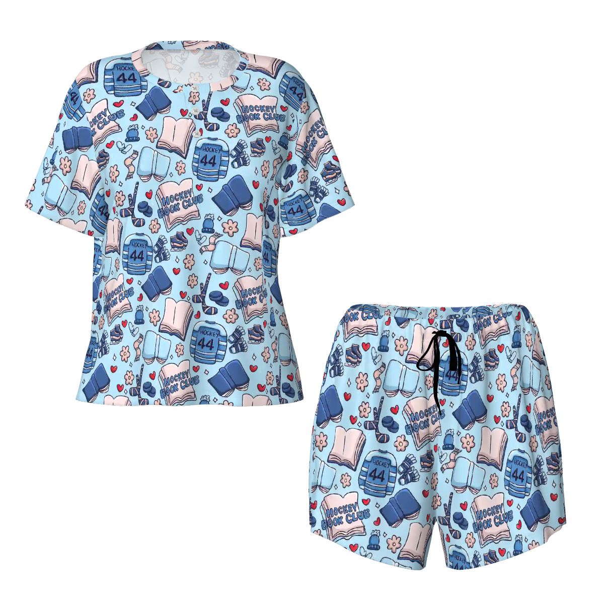 Cartoon hockey romance bookish pjs pajamas pyjamas