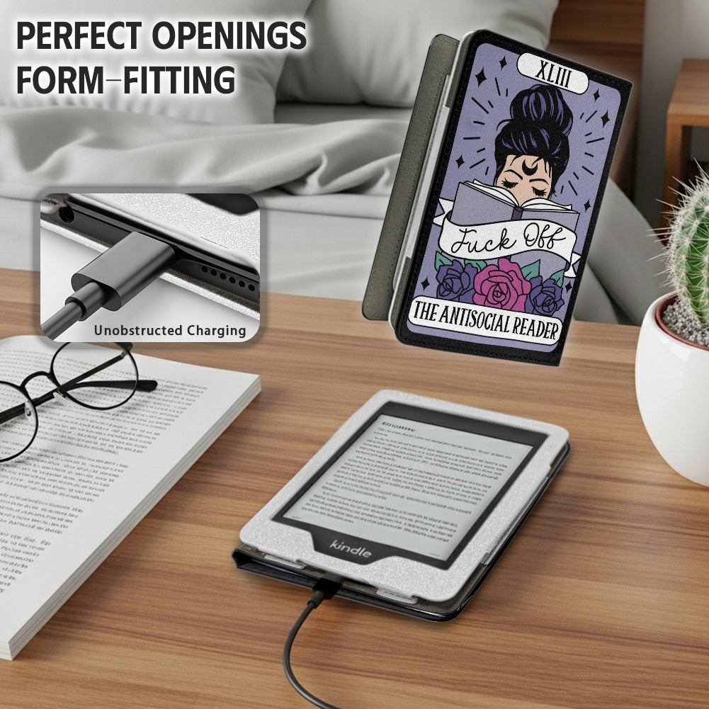 The antisocial sweary reader bookish vegan leather PU cover for Kindle paperwhite 11th 12th gen
