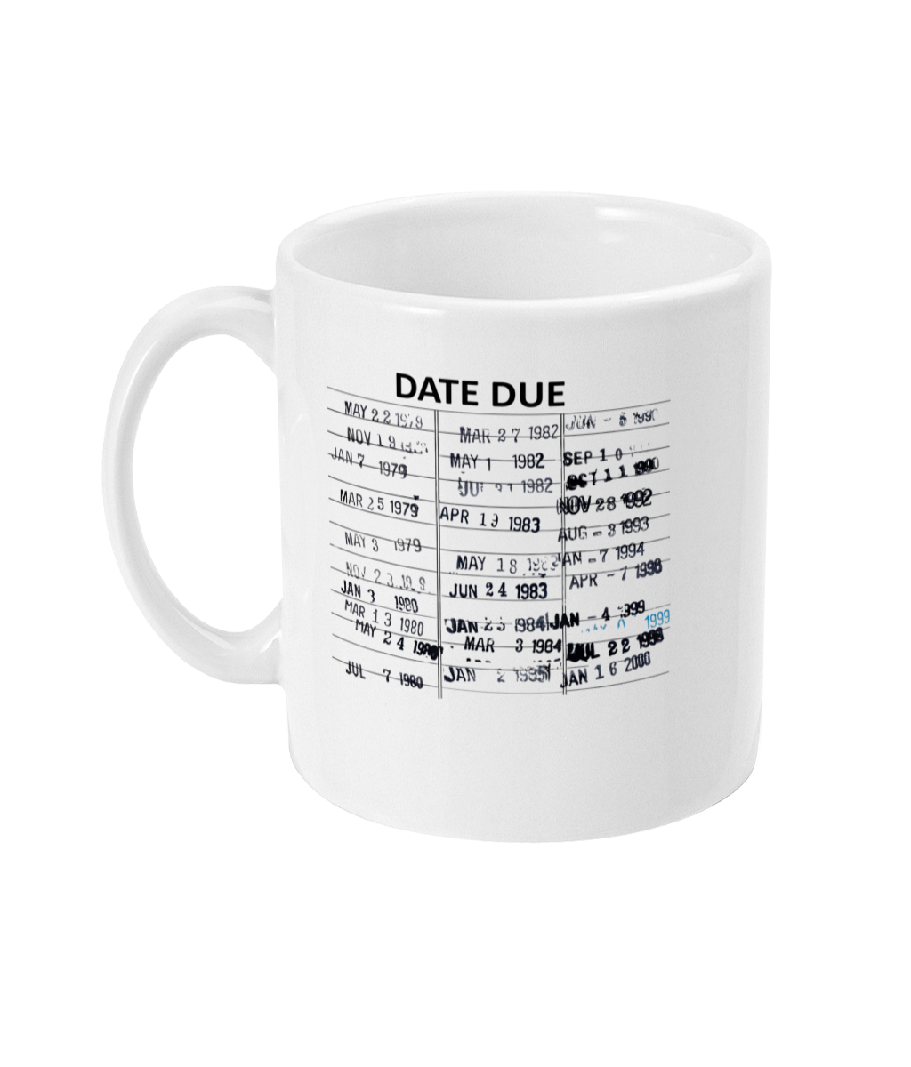 Due date library stamp 11oz mug