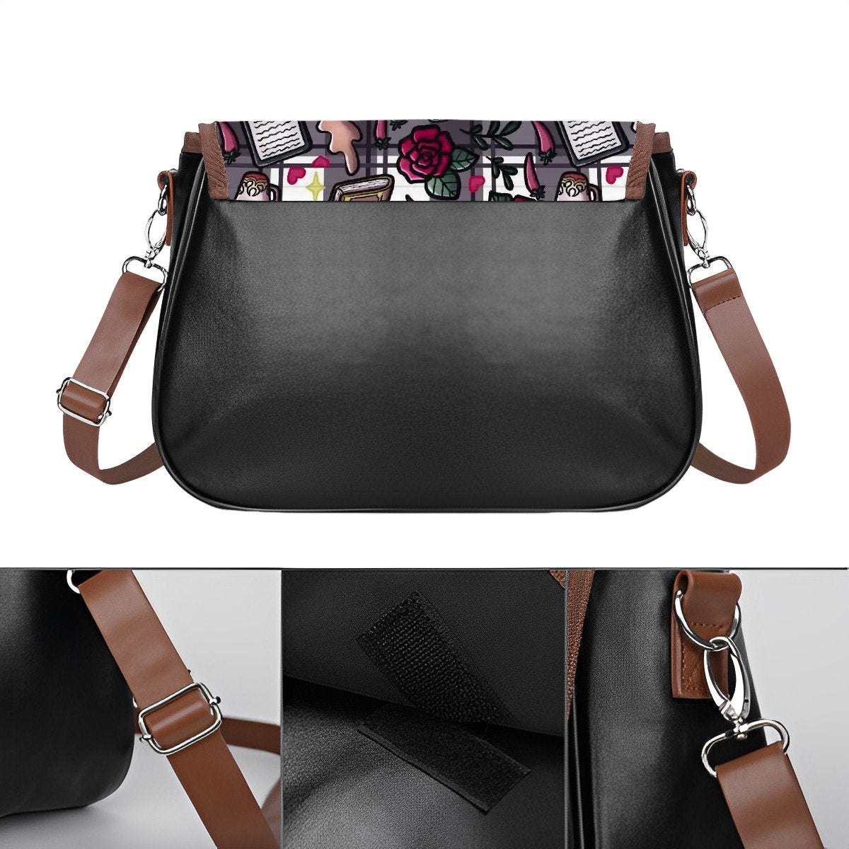 Coffee books and smut bookish vegan Leather Shoulder Bag handbag