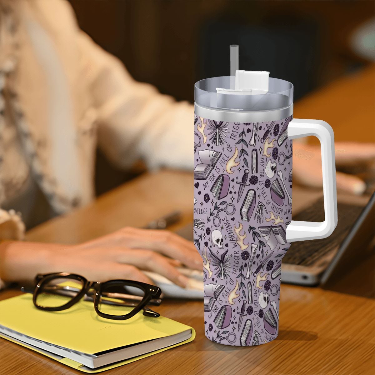 My TBR is full of trigger warnings bookish 40oz travel mug