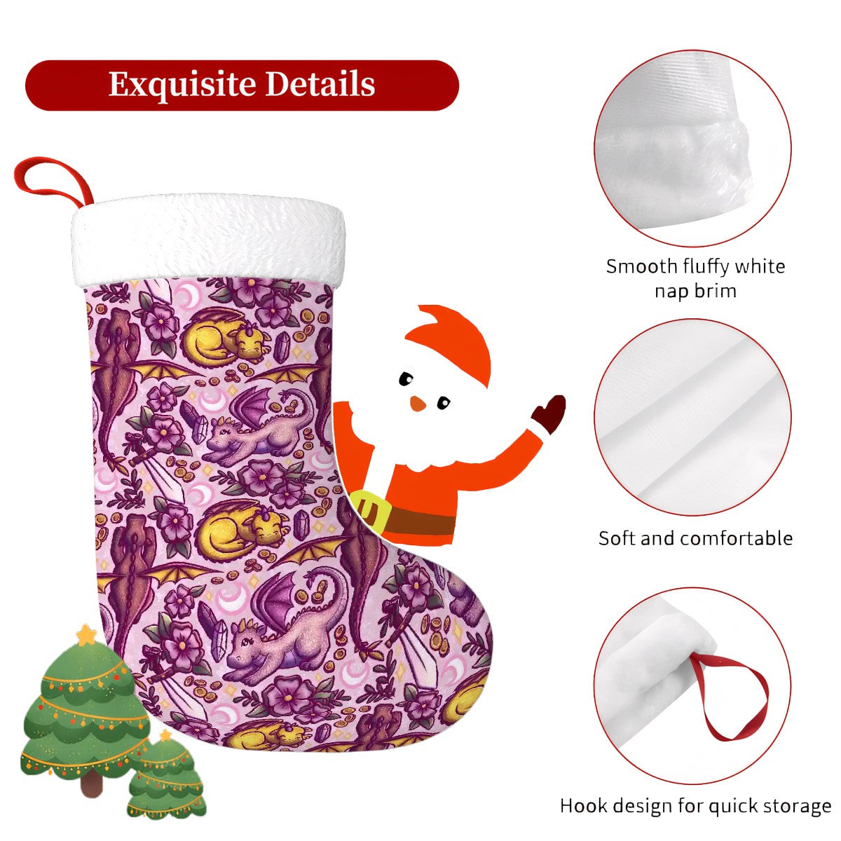 Dragons and swords plush bookish christmas stocking