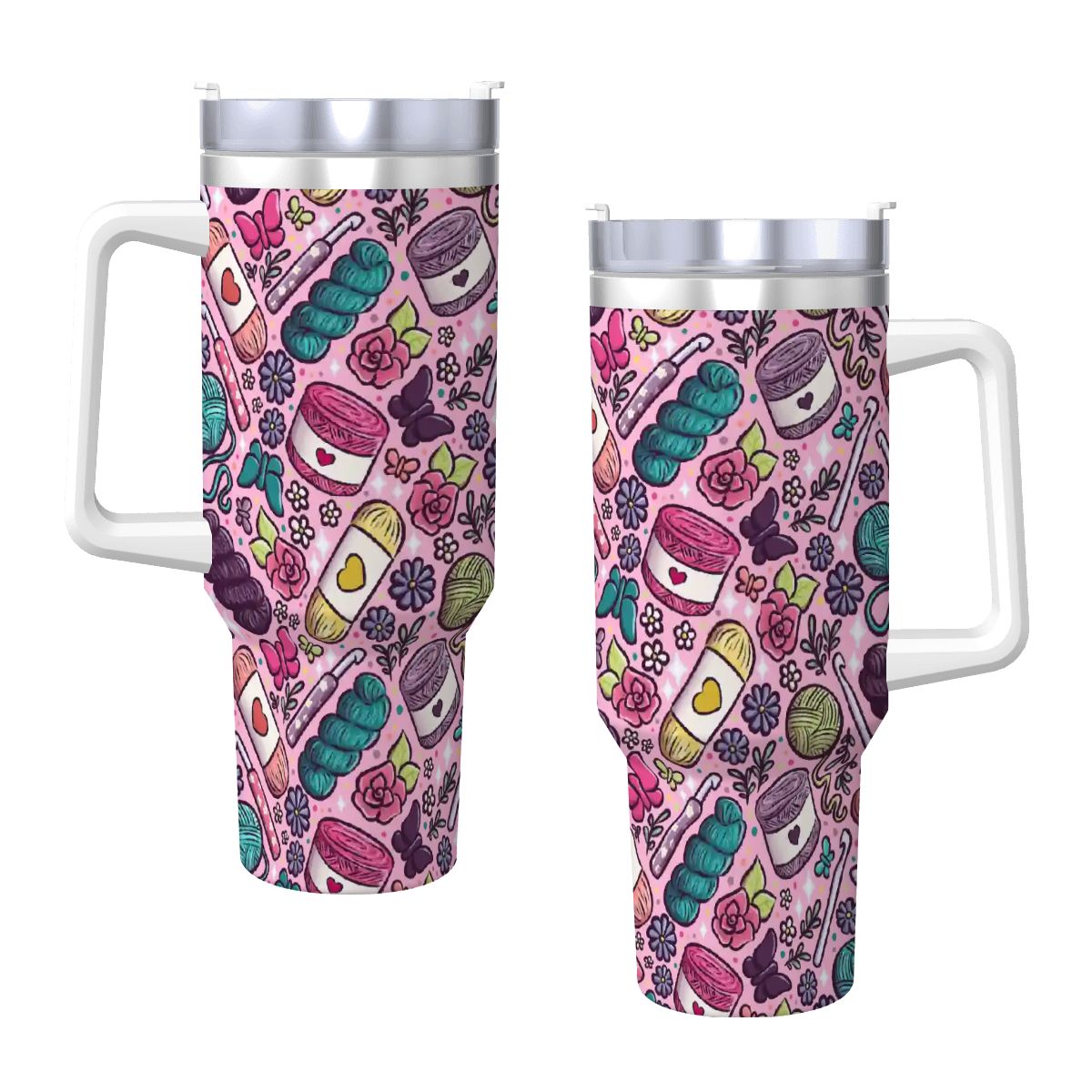 Crochet lover floral travel mug 40oz