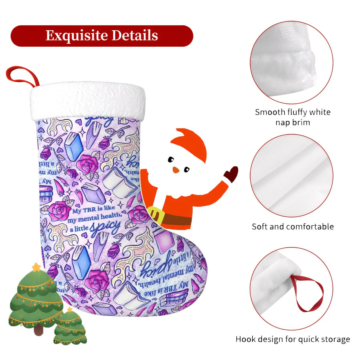 My TBR is like my mental health- spicy!! Smutty book reader Plush Christmas Stockings