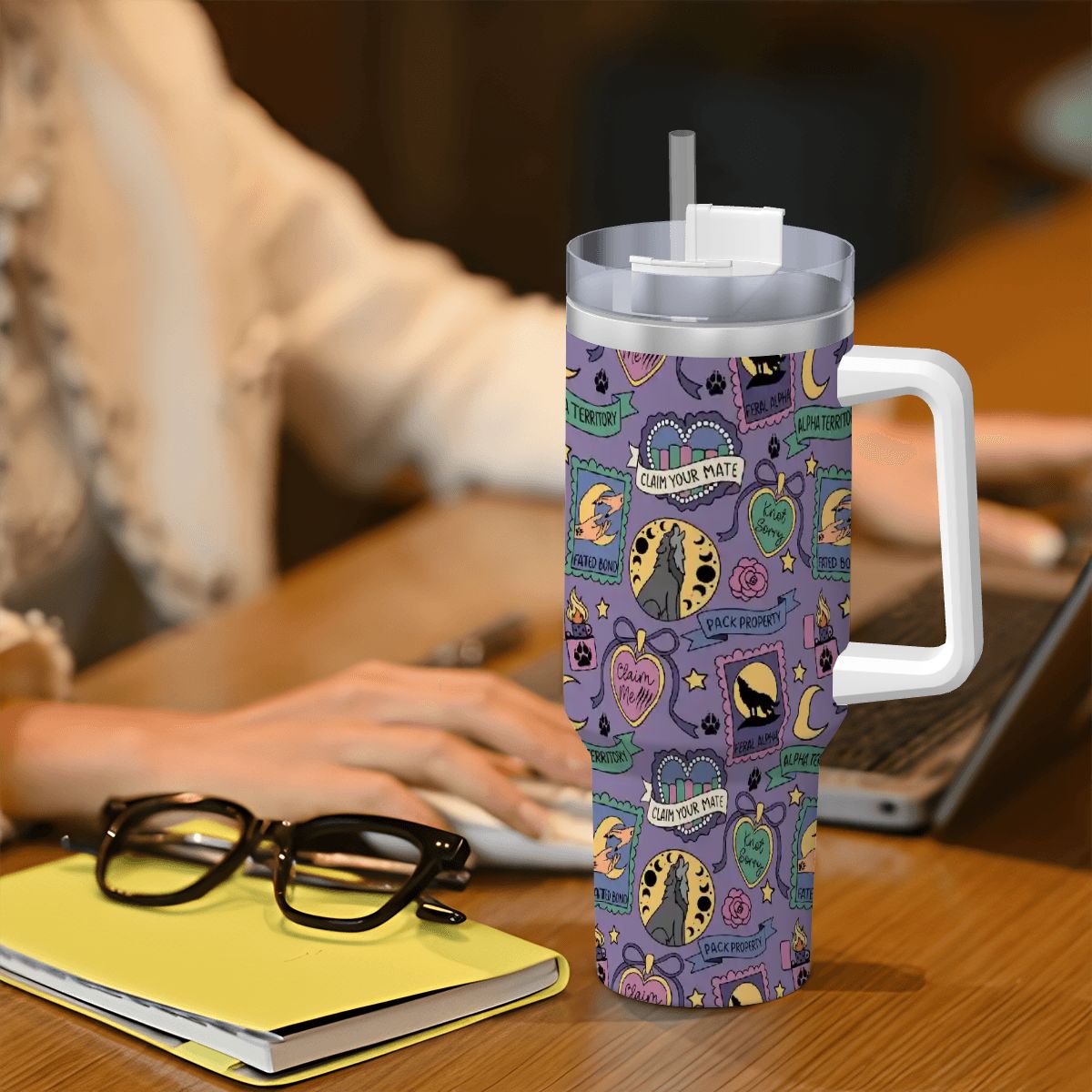 Omegaverse shifter romance bookish travel mug 40oz