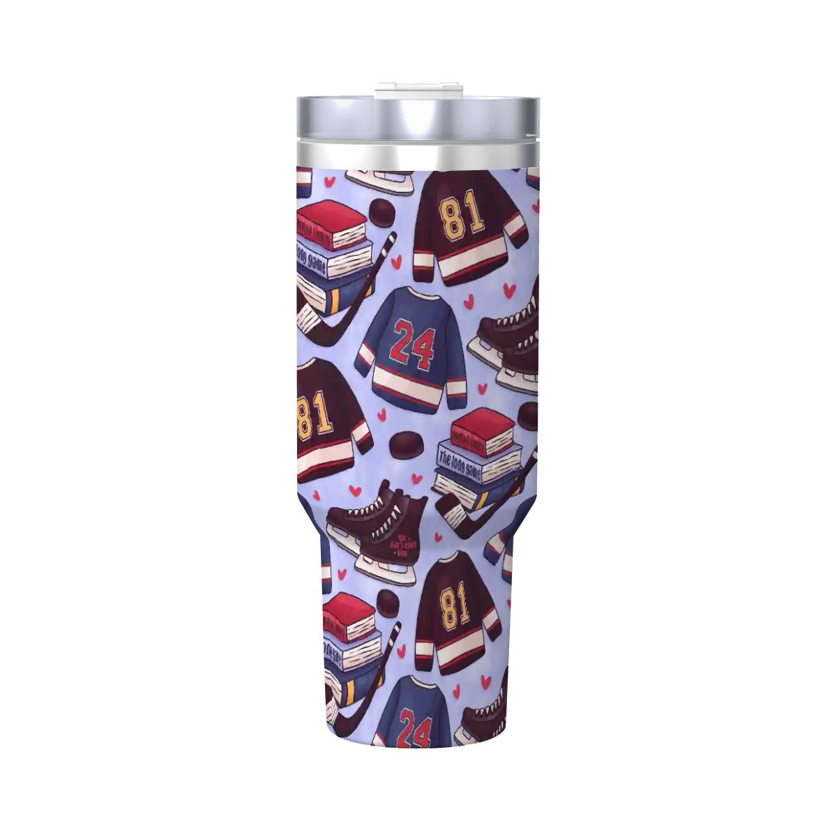 Heated hockey blue bookish 40oz travel mug