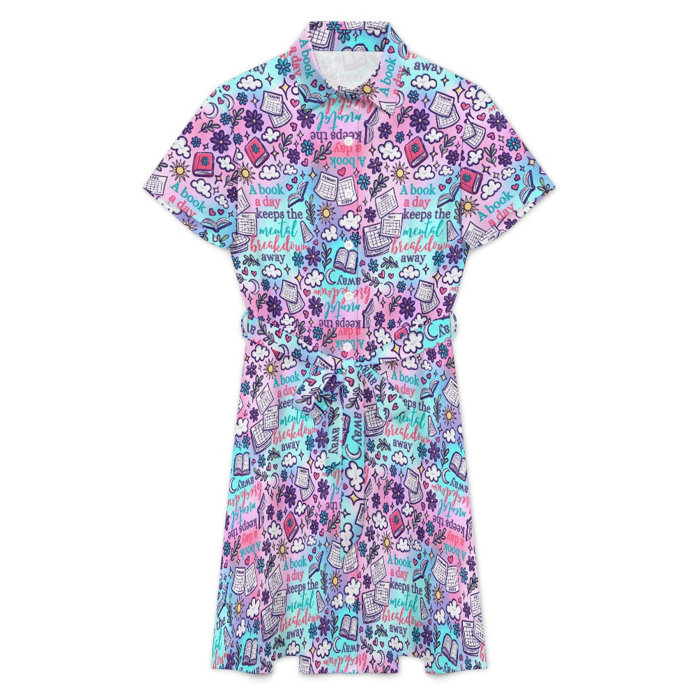A book a day keeps the breakdown away bookish shirt dress