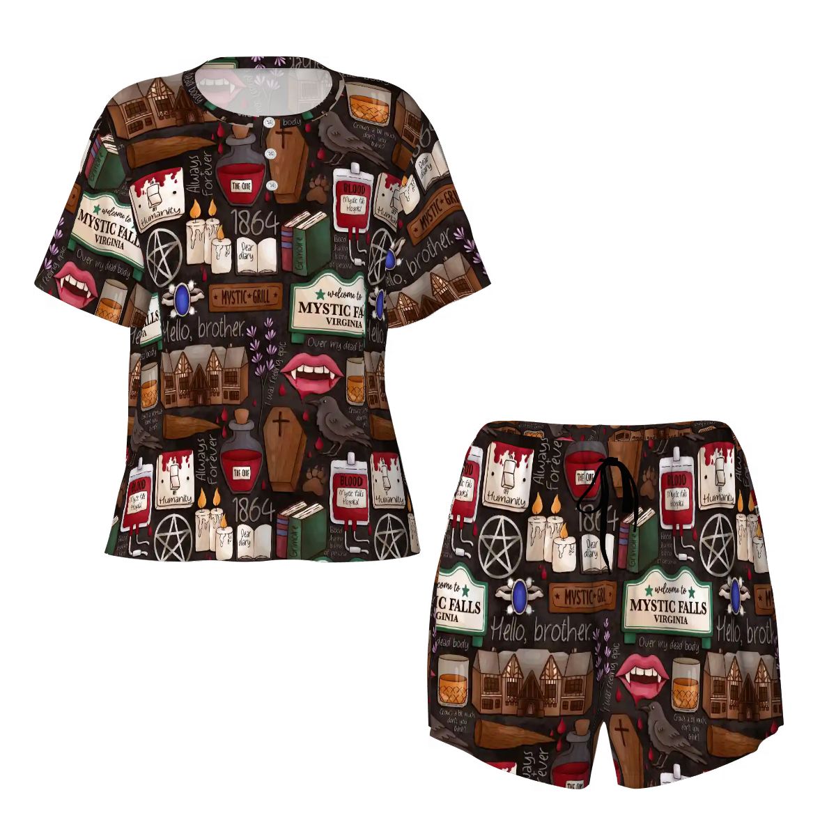 Mystic falls TVD vampire pajamas pjs pyjamas
