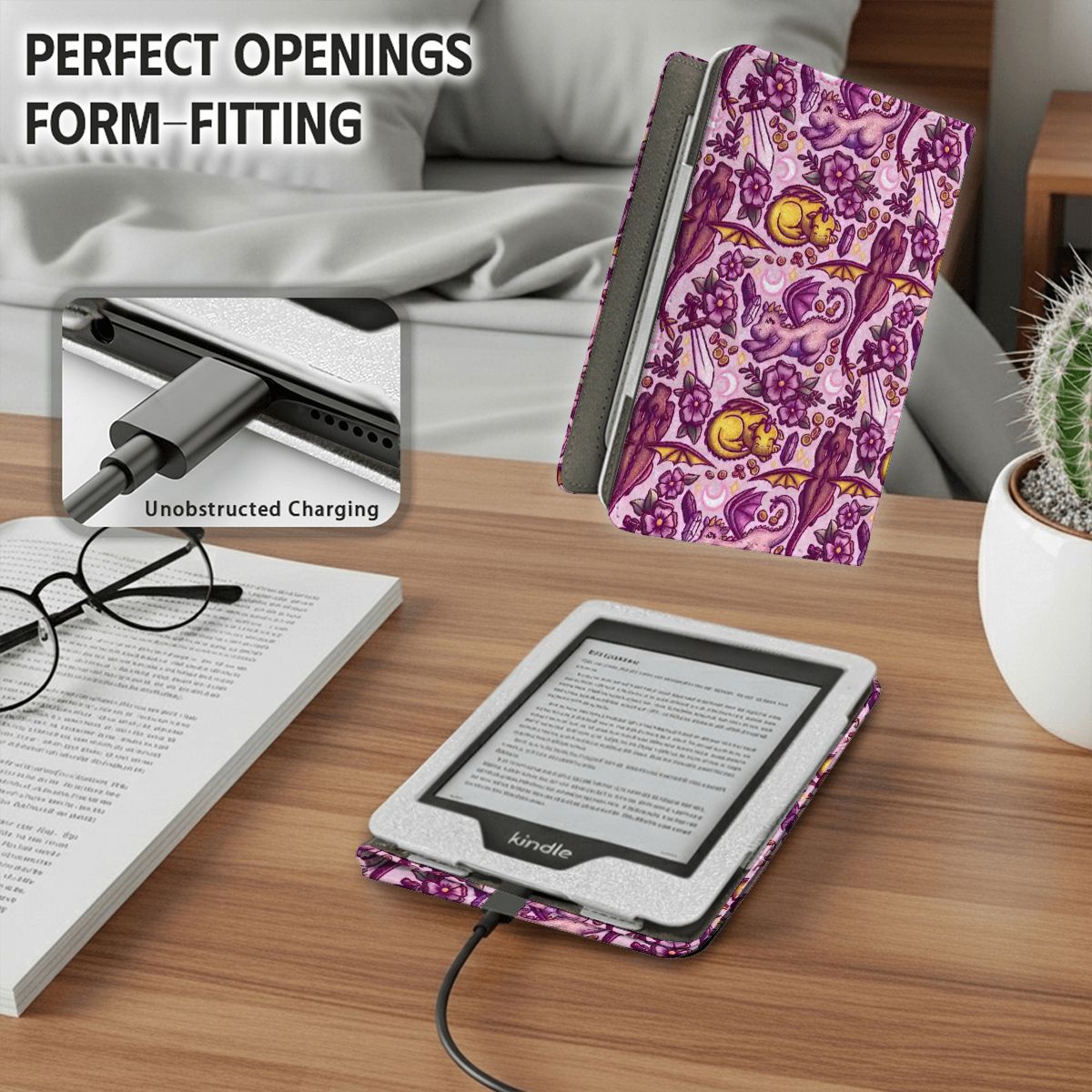 Dragons and swords romantasy fantasy kindle case for paperwhite 11th 12th gen and coloursoft