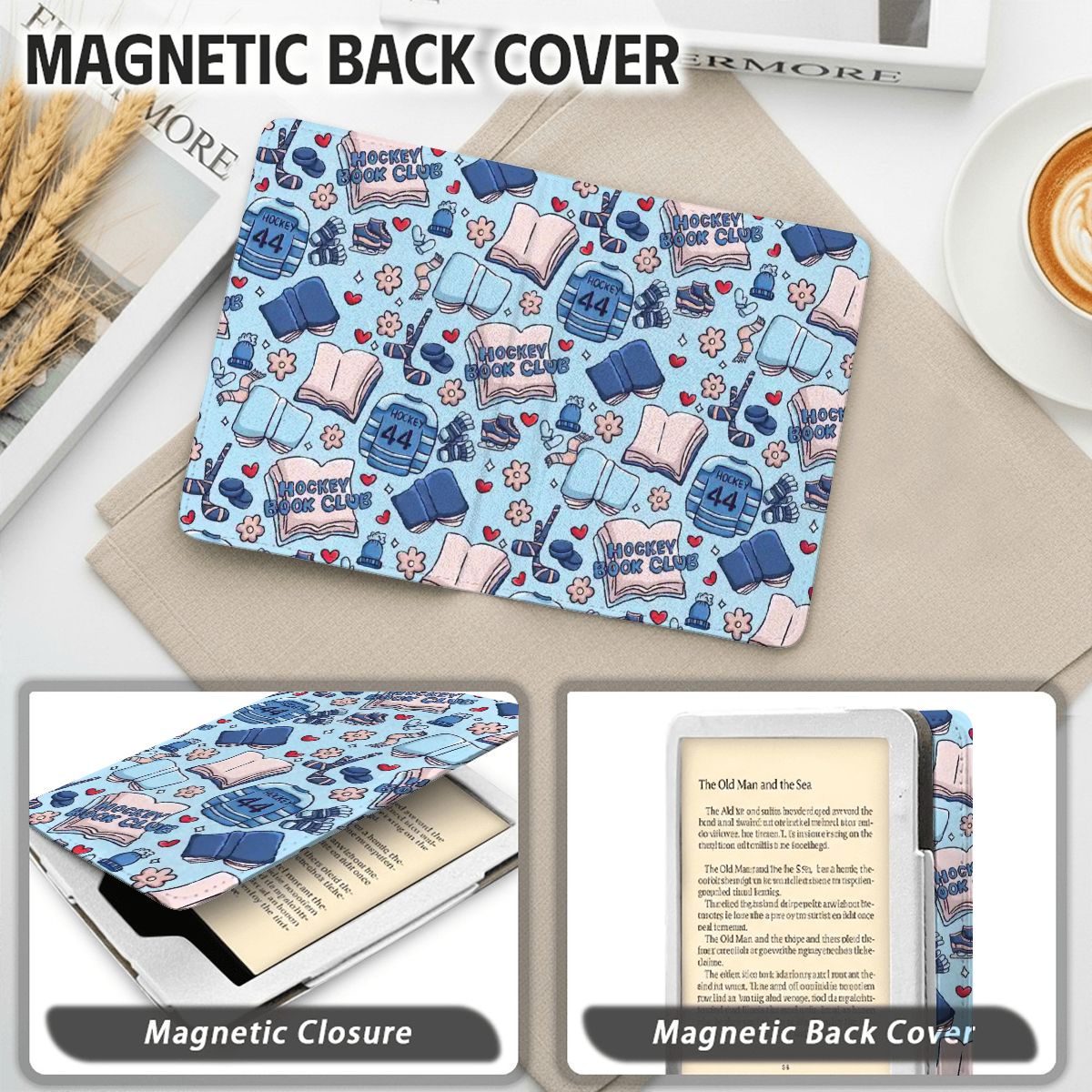 Cartoon hockey romance kindle case for paperwhte 11, 12 and coloursoft