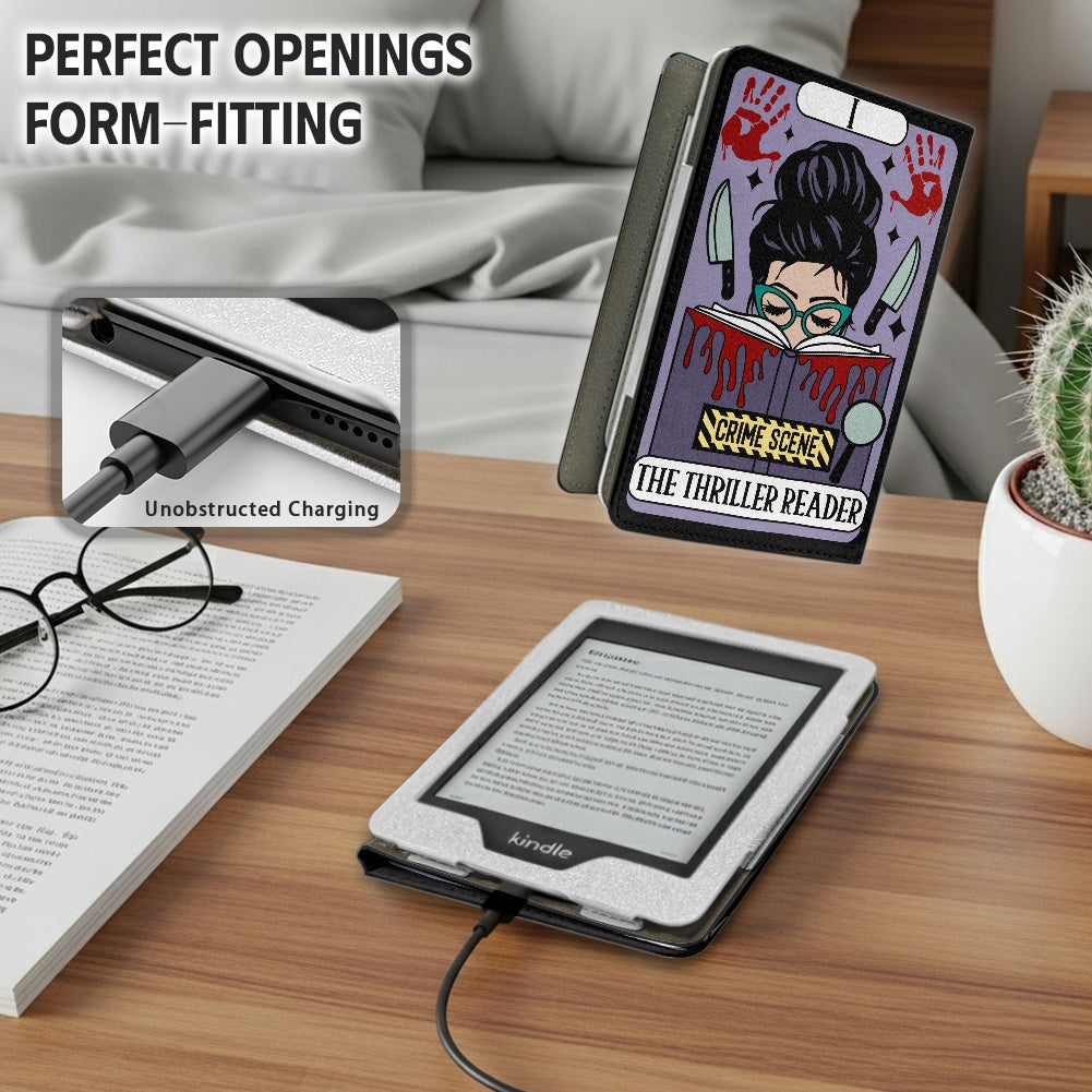 The thriller reader bookish vegan leather PU cover for Kindle paperwhite 11th 12th gen