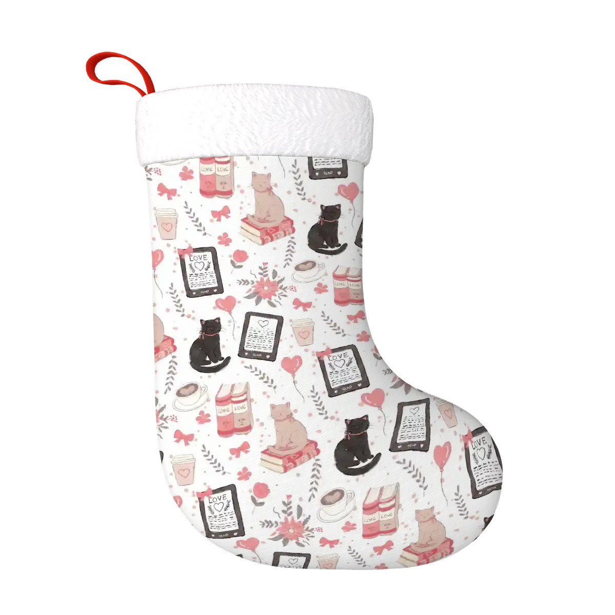 Love cats and e-readers bookish Plush Christmas Stockings
