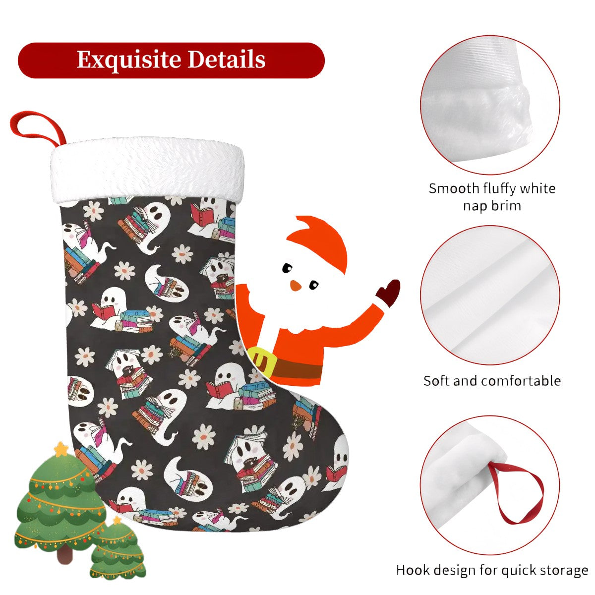 Booooks bookish ghosts christmas stocking