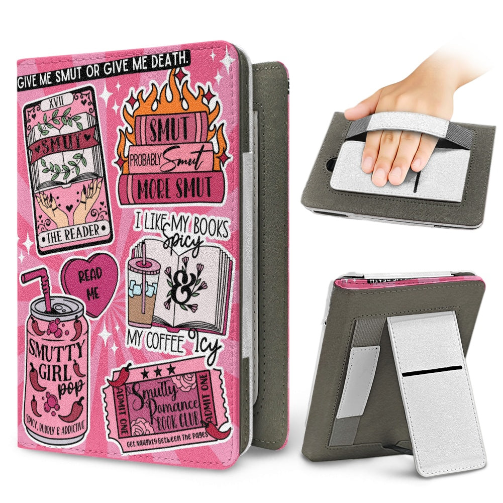 The smut reader sticker style PU cover for Kindle paperwhite 11th 12th generation wallet style e-reader case in vegan leather