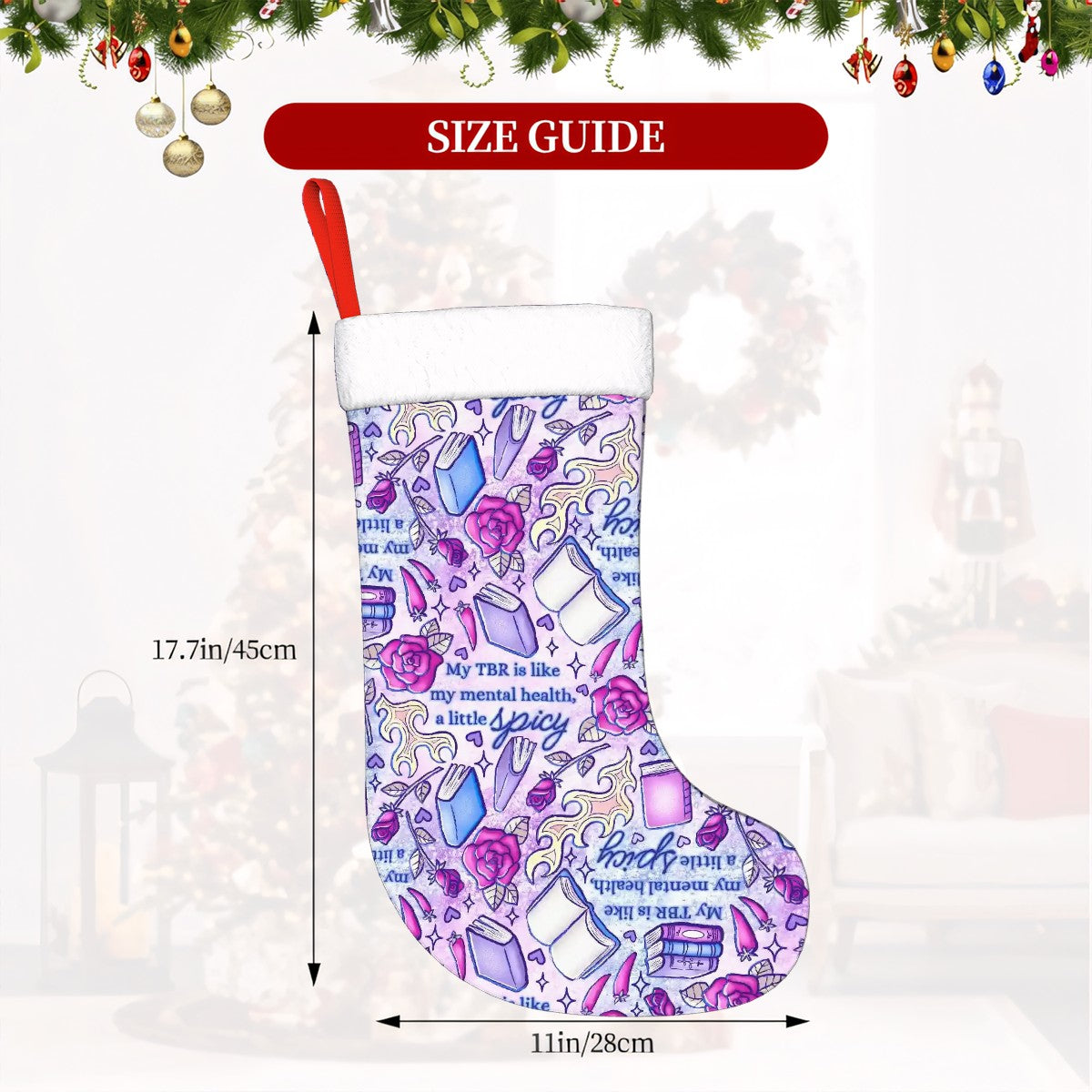 My TBR is like my mental health- spicy!! Smutty book reader Plush Christmas Stockings