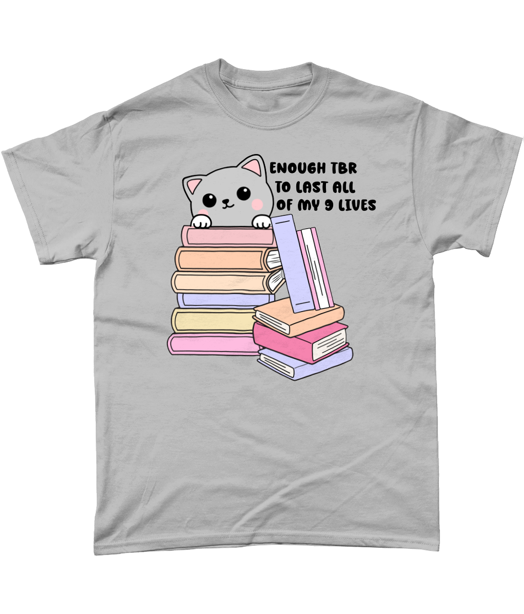 Enough tbr tolast all of my 9 lives cat bookish t-shirt bookbestiesuk