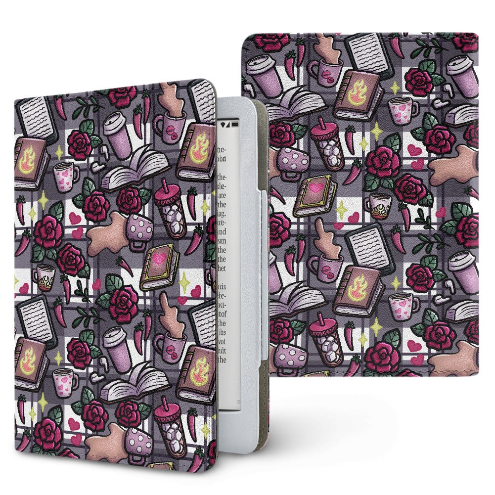 Smut and coffee PU cover for Kindle paperwhite 11th 12th gen vegan leather wallet style case