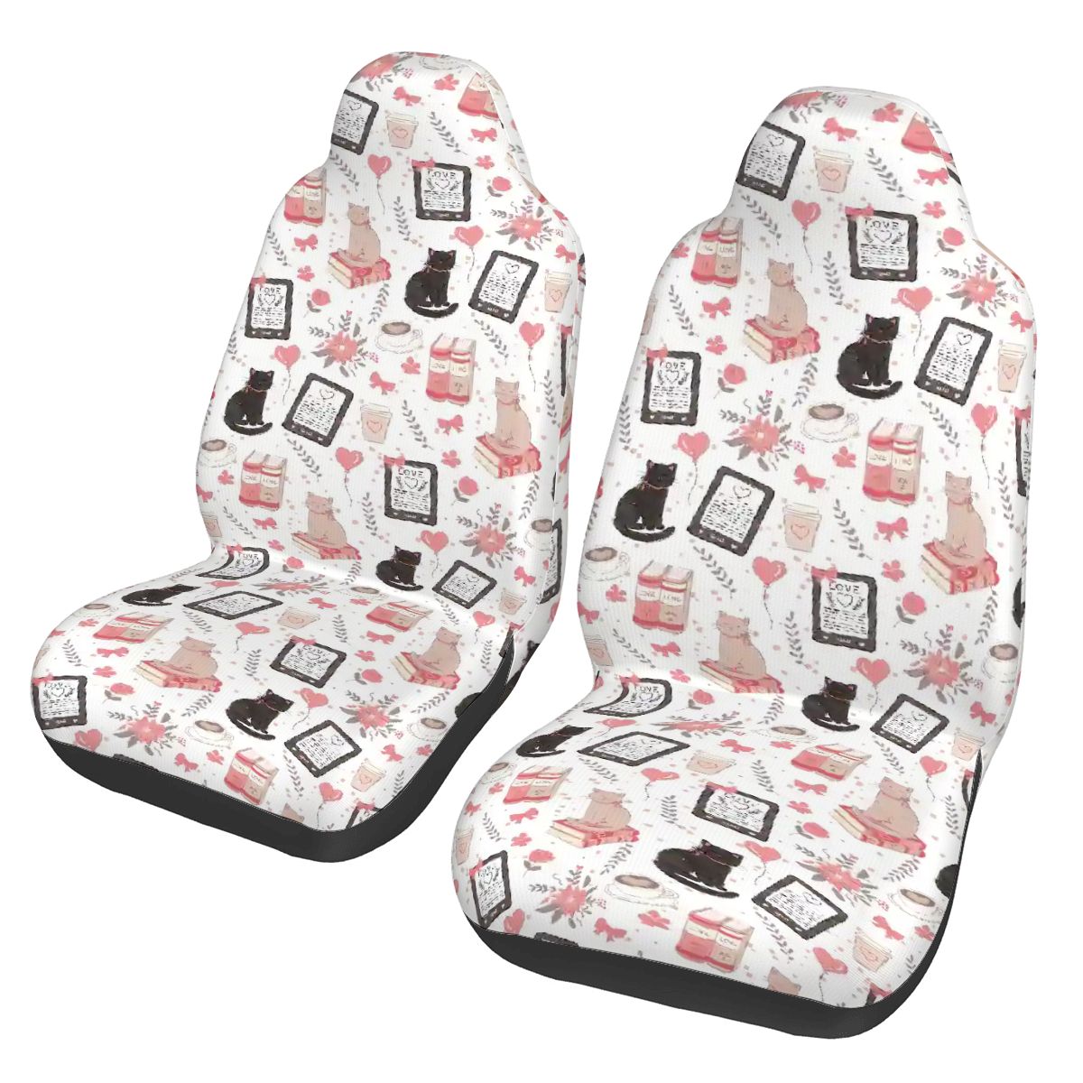 Love cats and e-readers bookish Car Front Seat Covers
