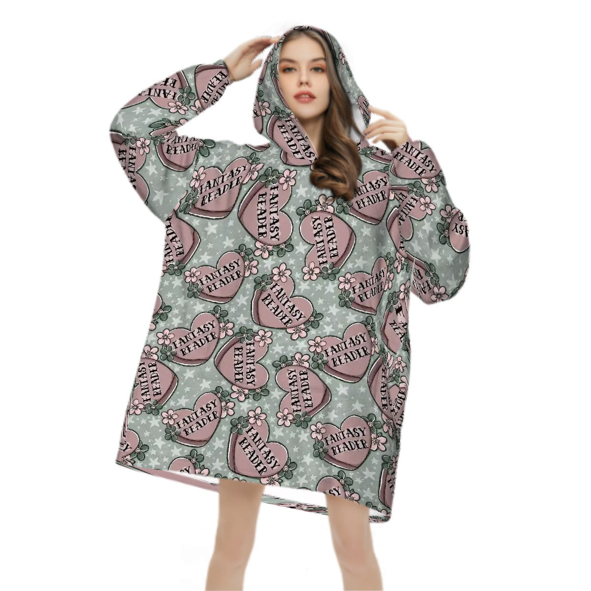 Fantasy reader hearts bookish hooded blanket
