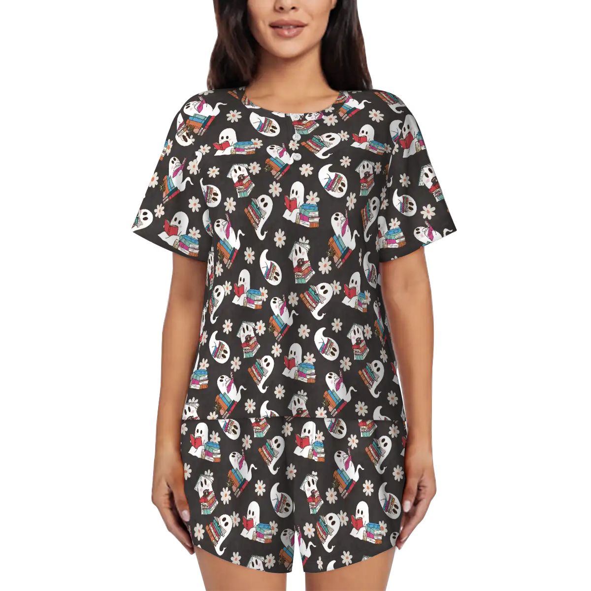 Boooks bookish pyjamas pjs Pajama Sets Crew Neck Short Sleeve
