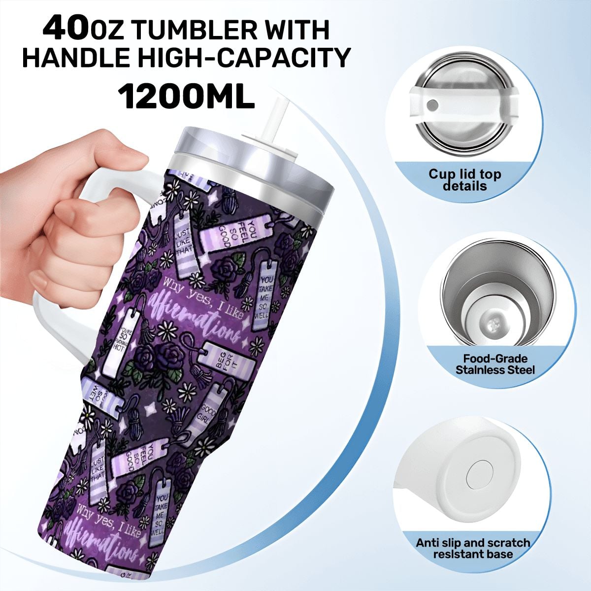 Yes I like affirmations smutty bookish 40oz travel mug