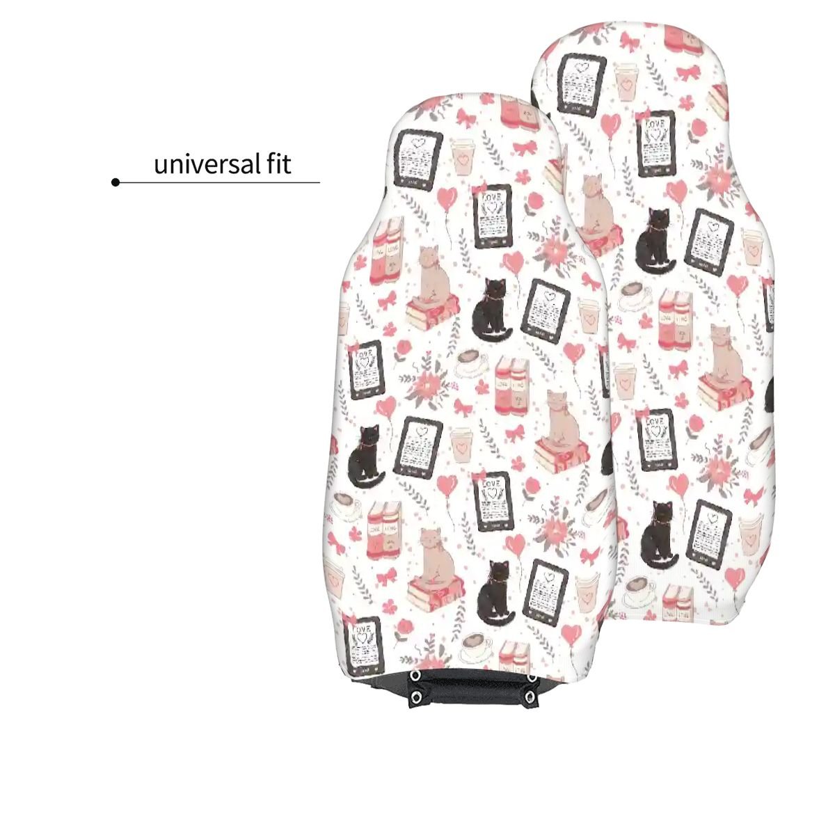Love cats and e-readers bookish Car Front Seat Covers