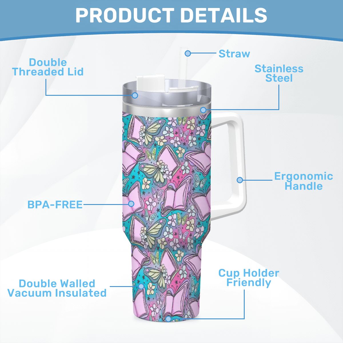 Bookerfly bookish 40oz travel mug