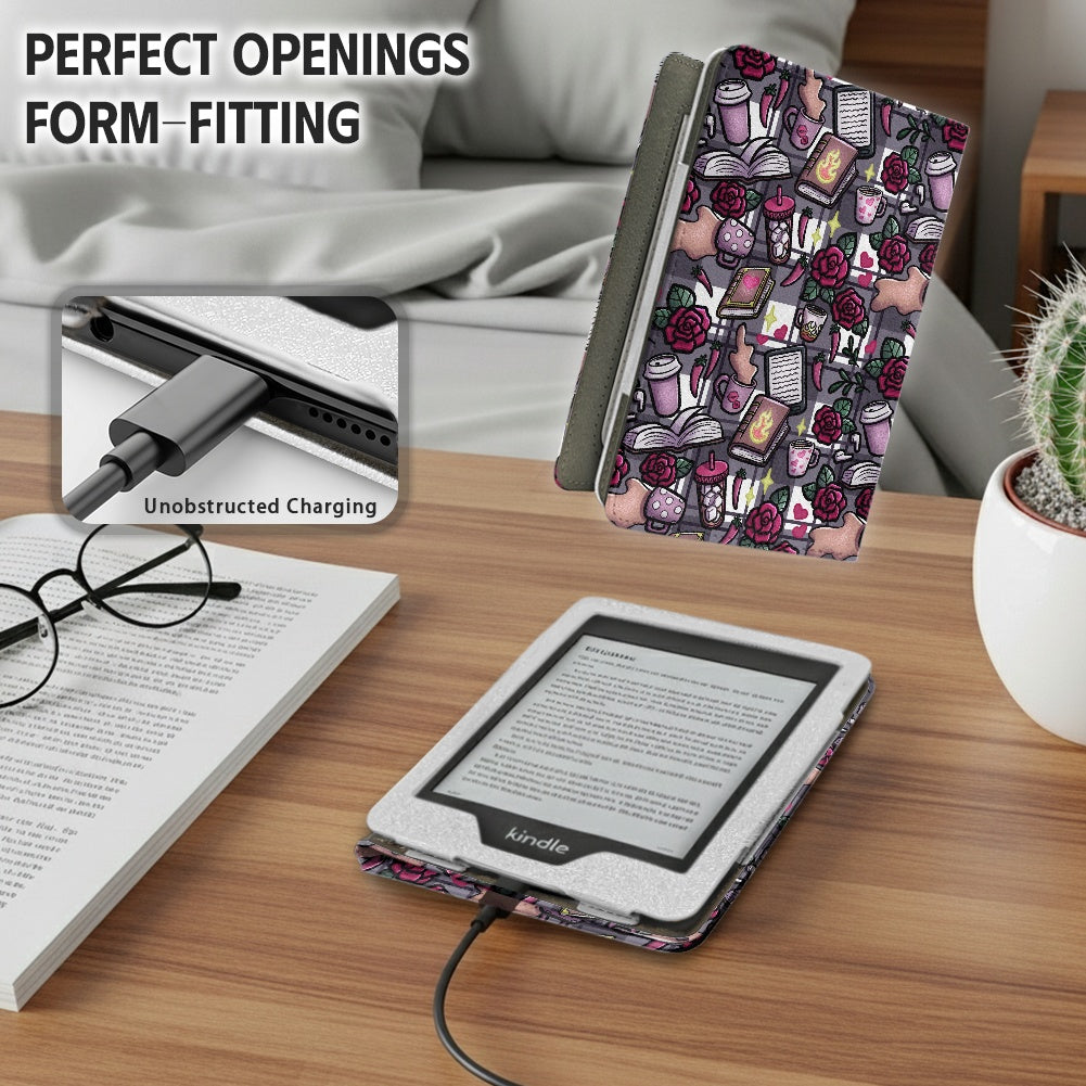 Smut and coffee PU cover for Kindle paperwhite 11th 12th gen vegan leather wallet style case