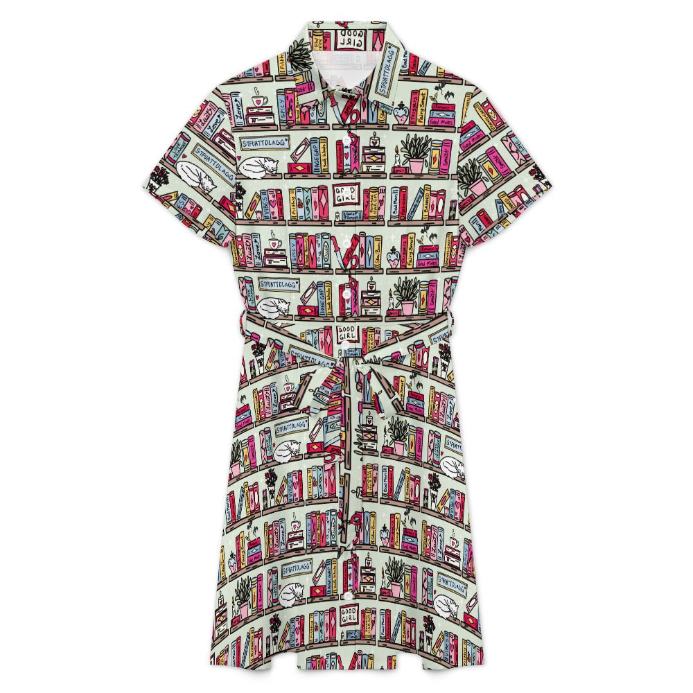 Smutty bookshelf bookish shirt dress