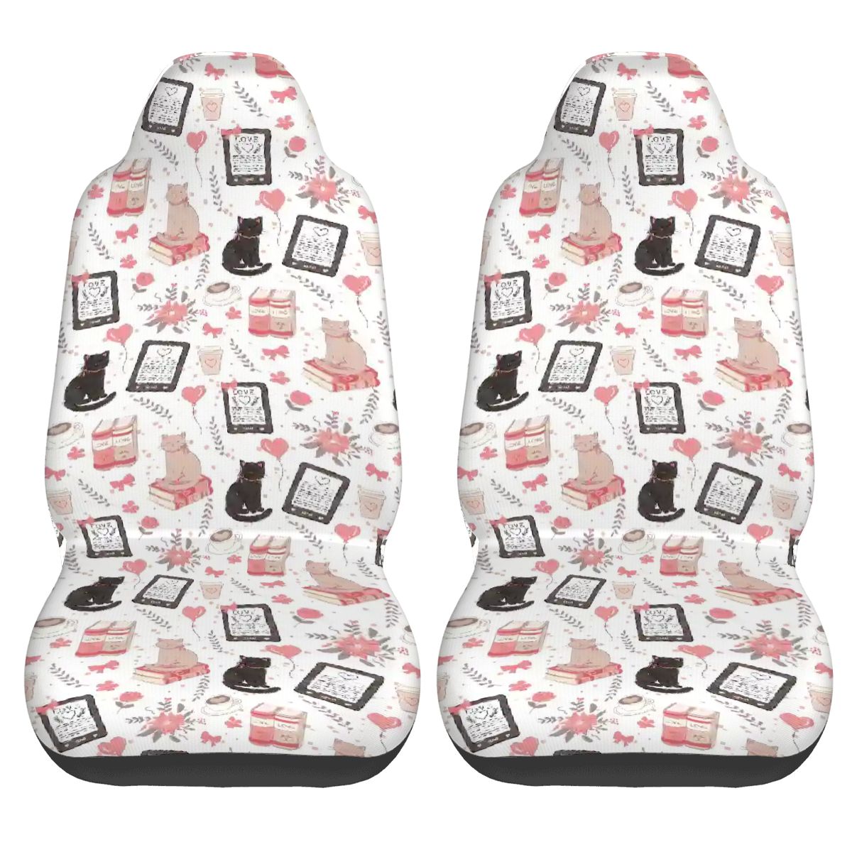 Love cats and e-readers bookish Car Front Seat Covers