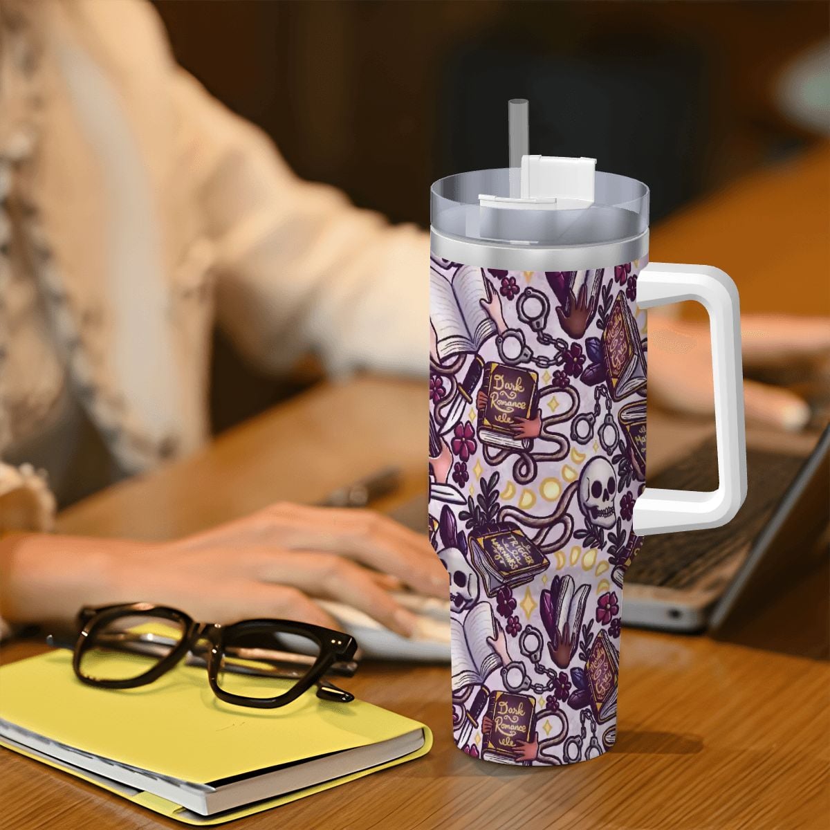 Dark romance bookish travel mug 40oz