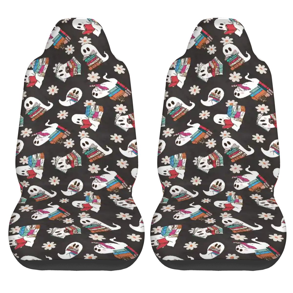 Booooook bookish ghost Car Front Seat Covers