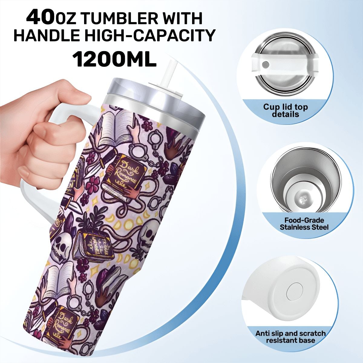 Dark romance bookish travel mug 40oz