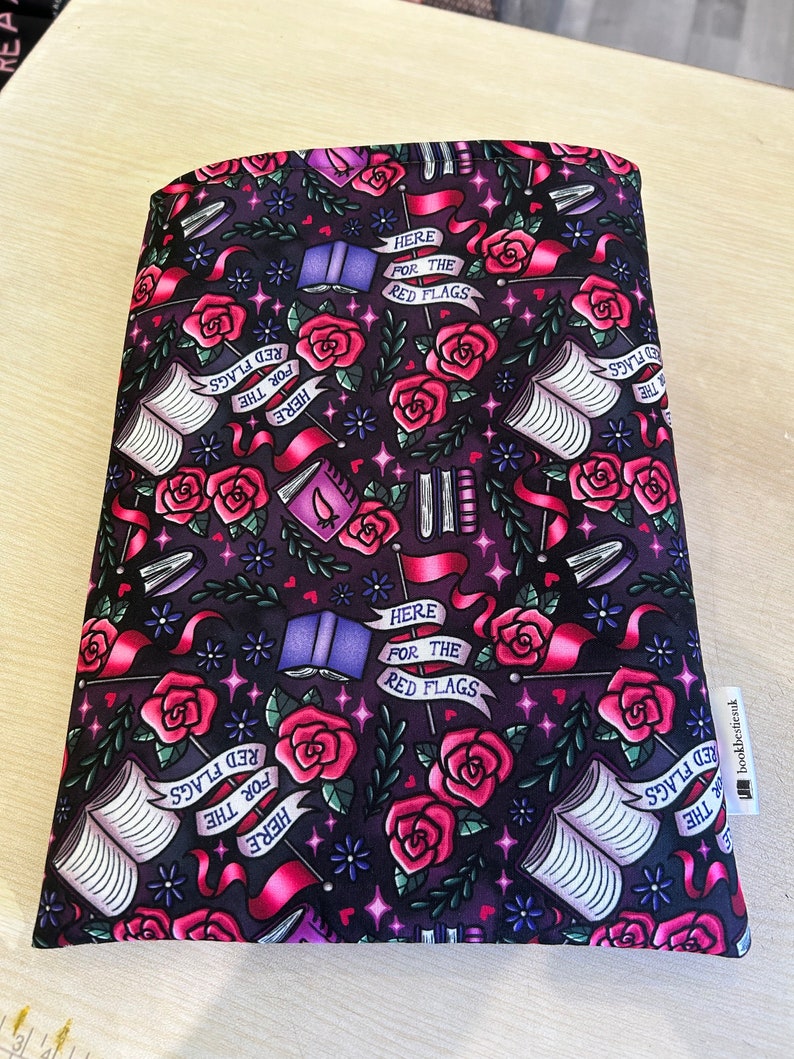 Here for the red flags dark romance bookish book sleeve book jacket booksleeve